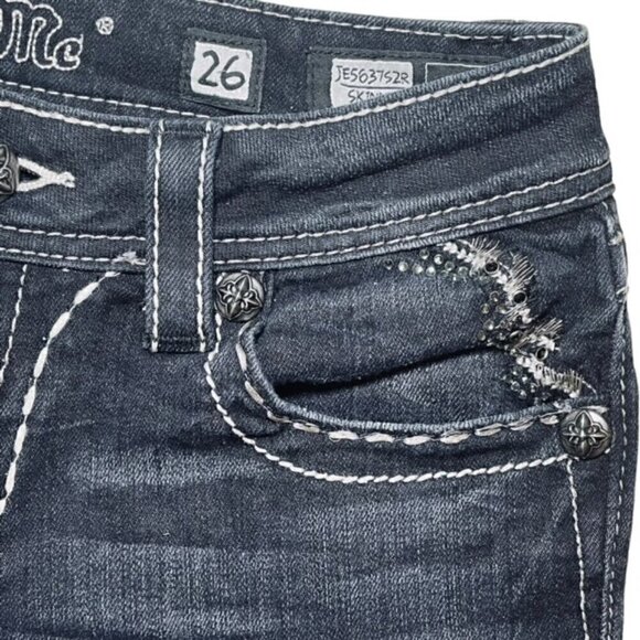 MISS ME Jewel Embellished Skinny Jeans - Size 26 - Picture 6 of 15